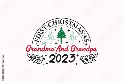 First Christmas As Grandma And Grandpa Ornament T-shirt Design