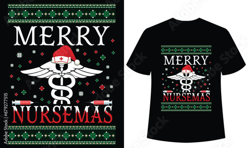 merry Nursemas t-shirt design template.