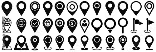 Set of map pin icons. Location marker collection. point map, point center map icon vector set  photo