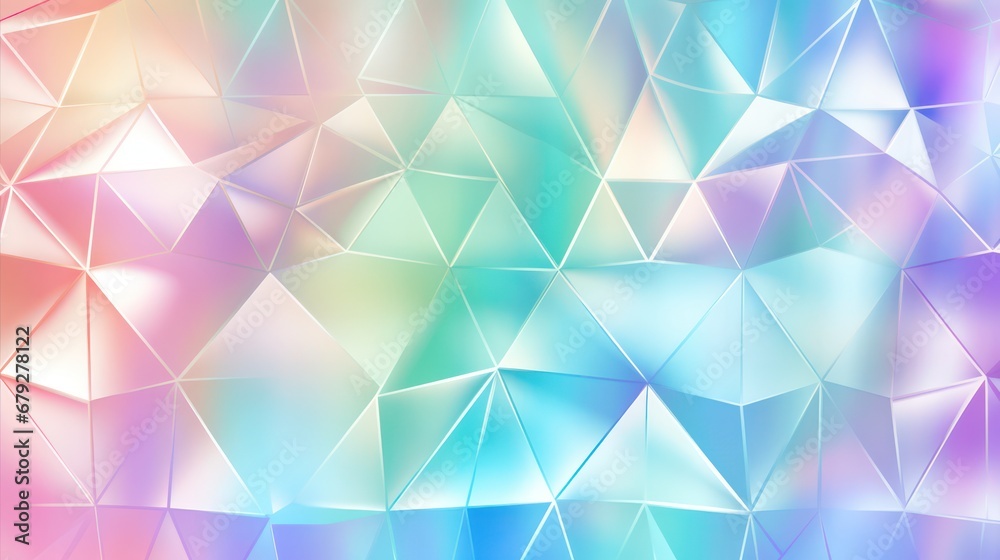 Obraz premium Abstract low poly pastel color background design soft template. Seamless trendy iridescent rainbow foil texture. Soft holographic pastel