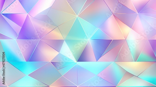Abstract low poly gradient pastel color background design soft template. Seamless trendy iridescent rainbow foil texture. Soft holographic pastel