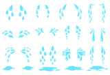 Cartoon sweat tear. Cry tears drops, puddle water droplets, drip falling drop, simple raindrop, watery eyes expression despair, neat isolated icon png illustration