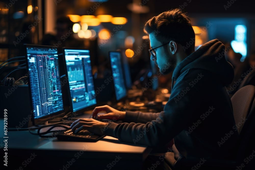 A computer engineer working A computer engineer working