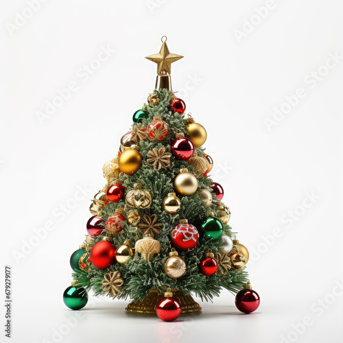 Beautiful decorated snowed in christmas tree Generative AI technology