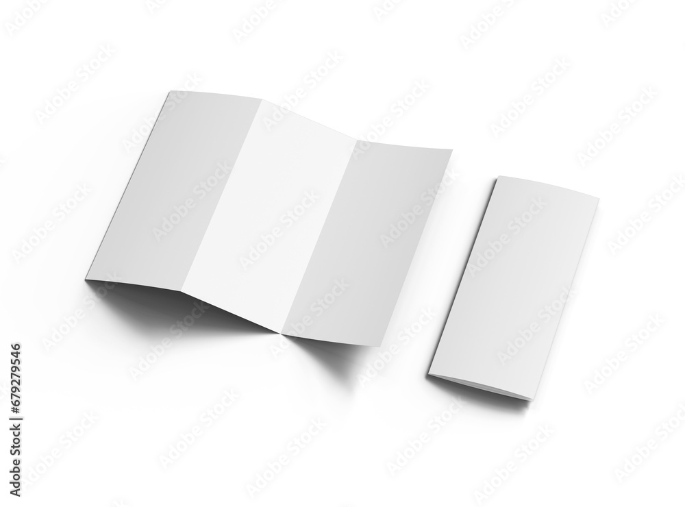 Blank Z-fold letter mockup brochure on transparent background. 3d render