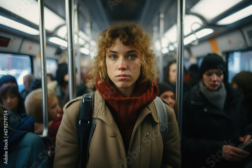 Rutina Urbana: Chica Navegando por el Metro photo