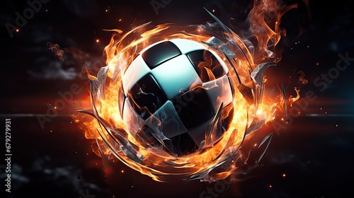 mechanical futuristic soccer ball or football in glossy