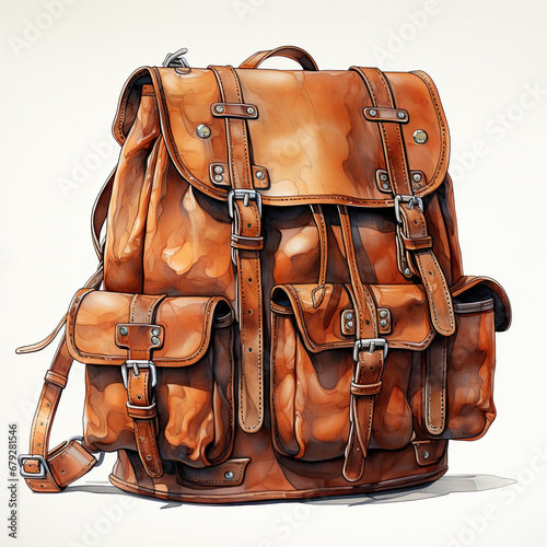 watercolor Backpack clipart, Generative Ai