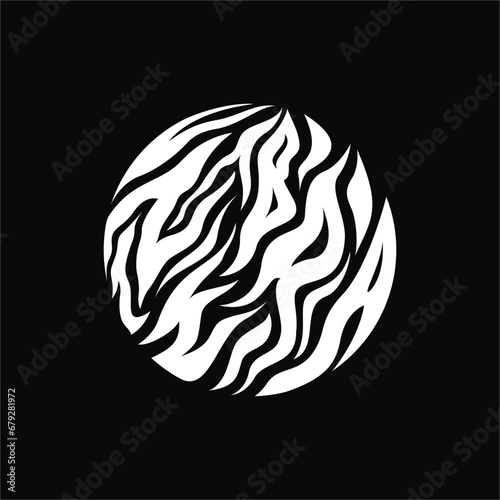 creative circle circular rounded typography of lettering black and white zebra horse print pattern stamp label badge emblem sticker symbol icon mascot character logo design inspiration
