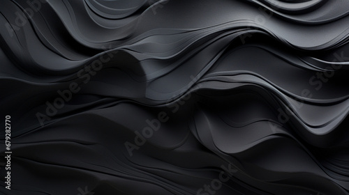 Тexture of black cotton fabric with waves, full frame, fabric for sewing clothes. Generative AI.