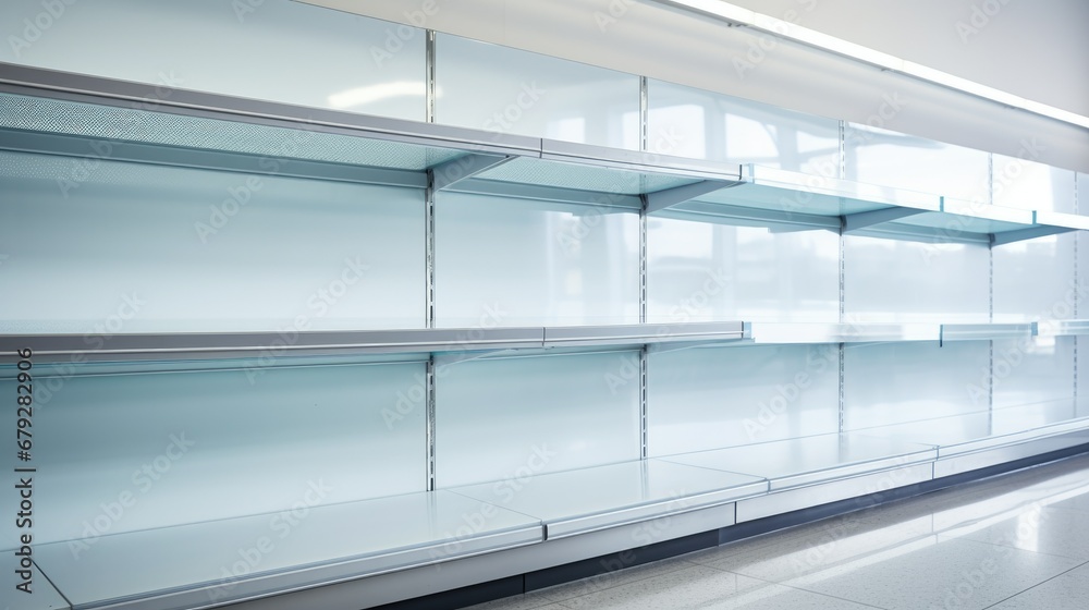 Versatile empty store shelf for personalized product placements & mockups in advertising or design. Versatile empty store shelf for personalized product placements & mockups in advertising or design.