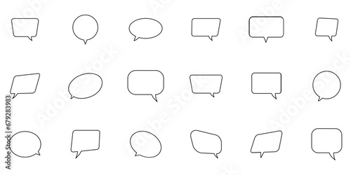 Speech bubbles thin line icons collection vector. 