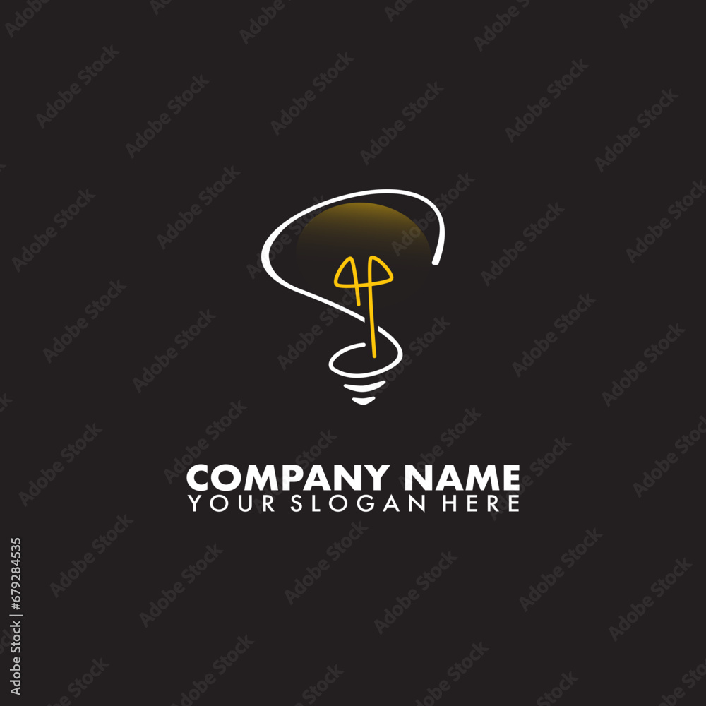Initial Letter S with Light Bulb Lamp negative logo design. Initial Letter S with Light Bulb Lamp negative logo design.