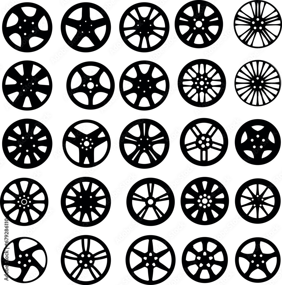 Set of car rims icons. Vector illustrations Isolate on a white background

