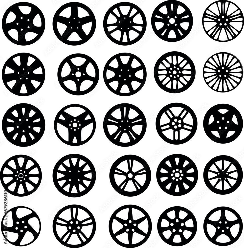 Set of car rims icons. Vector illustrations Isolate on a white background
Set of car rims icons. Vector illustrations Isolate on a white background