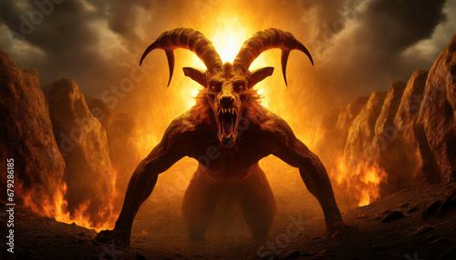 Face of a devil in hell photo