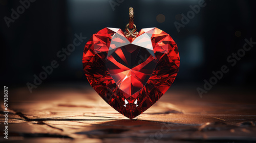 A Red diamond heart a vintage symbol embodying love and passion. Perfect for weddings or anniversaries, this charming key unlocks emotions, adding sentimental value to cherished moments.