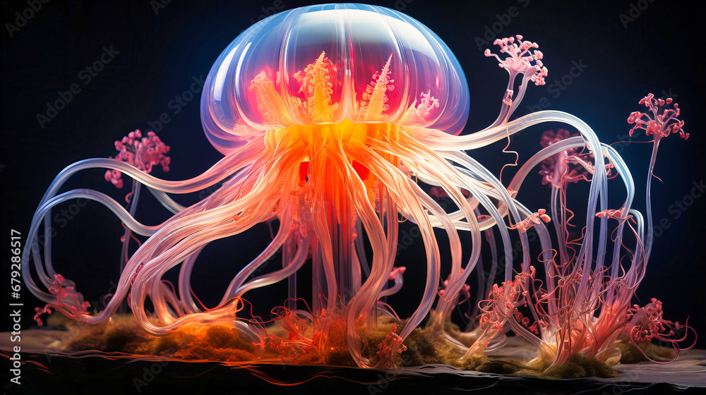 Obraz premium Deep-sea exploration showcasing unknown marine lifeforms