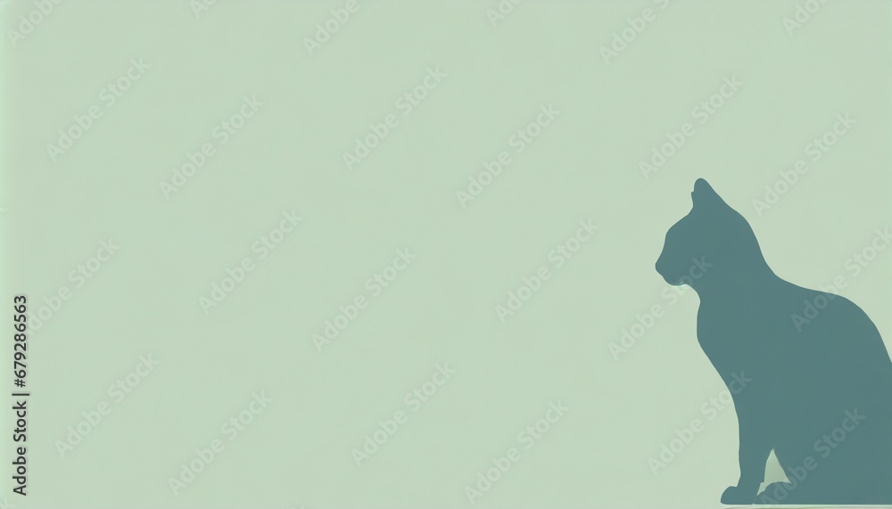 Sfondo a tinta unita con tonalità verde con una sagoma di gatto