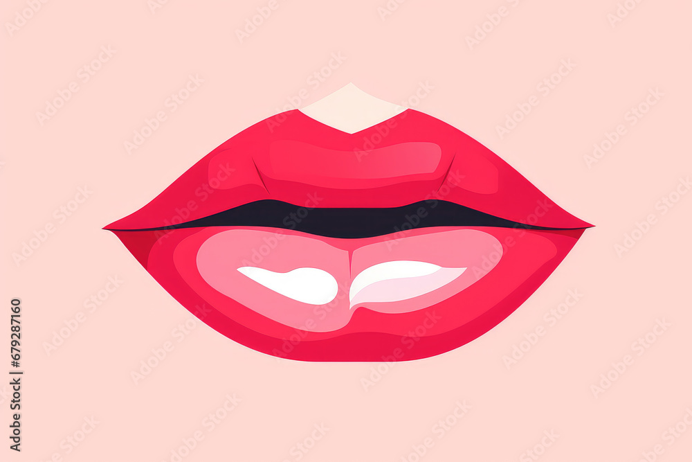 Woman's mouth illustration, elegantly designed in a minimalist flat style for Valentine's Day. Woman's mouth illustration, elegantly designed in a minimalist flat style for Valentine's Day.