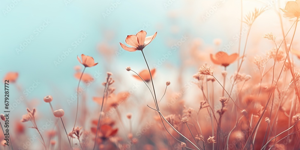 Nature's serenade: Graceful stems crowned with radiant petals against a luminous backdrop. Nature's serenade: Graceful stems crowned with radiant petals against a luminous backdrop.