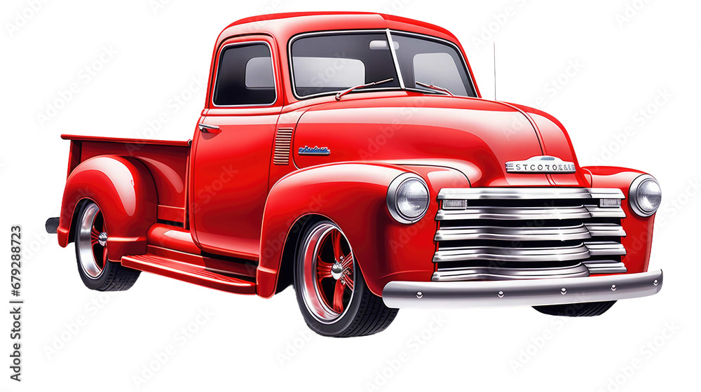 Red pickup truck on a transparent background