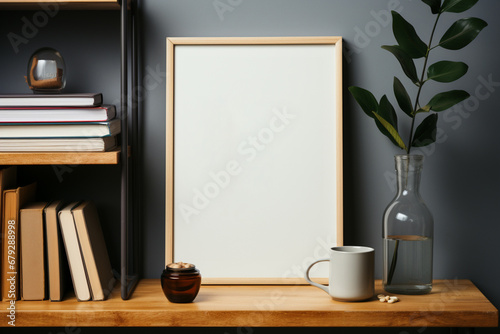 Room interior design with poster mockup