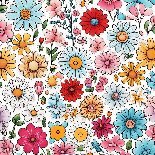 Background with set of flowers