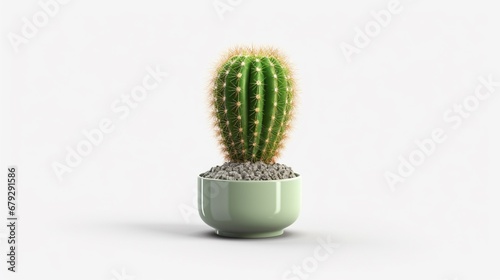 Fresh cactus green succulent cactus white background wallpaper image AI generated art