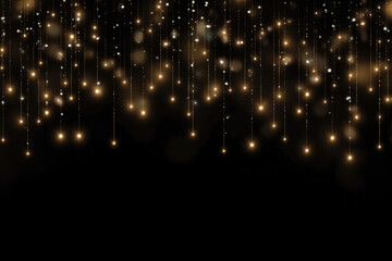 Golden holiday glowing backdrop. Defocused bokeh background
