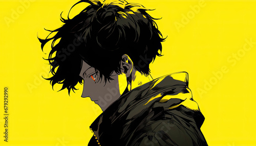 Anime Man On Yellow Background