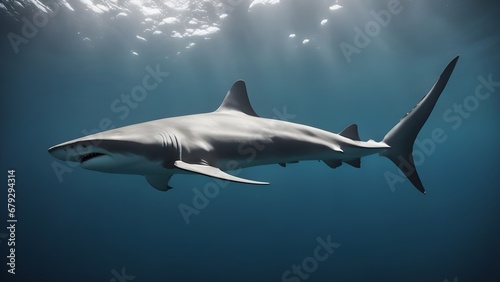 shark in the sea shark, The view from under a shark in the ocean, 