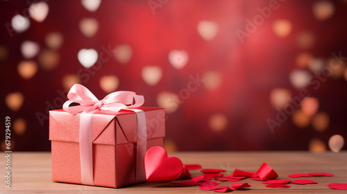 valentines day red gift box with ribbon