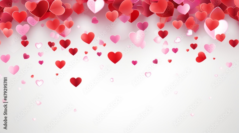 Valentine's Day Love Confetti, Cascading Glossy Hearts Background