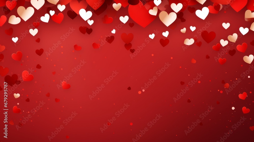 Passionate Red Heart Cascade, Valentine's Day Background