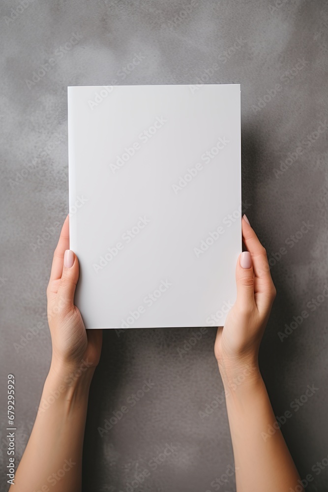 Blank sheet of paper in hands. Copy space, add text, logo or design. Ai Generative Blank sheet of paper in hands. Copy space, add text, logo or design. Ai Generative