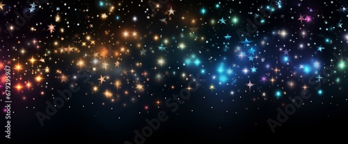 Abstract dark background with falling colorful stars