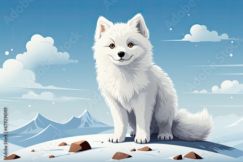 cute smiling arctic fox - illustration © Salander Studio