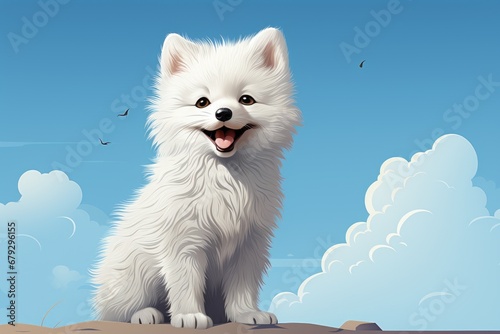 cute smiling arctic fox - illustration photo