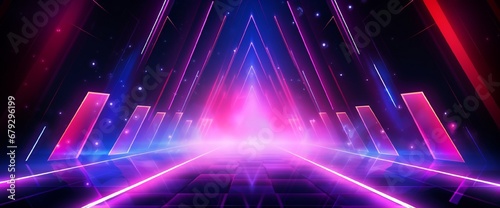 Abstract Sci-Fi retro style of the 80s. Laser neon bright background. Design for banners advertising technologies.