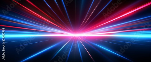 Beautiful glow light flare and spark. Red blue special effect, speed police line. Magic of moving fast lines. Laser beams, horizontal light rays. Particle motion effect. Vector