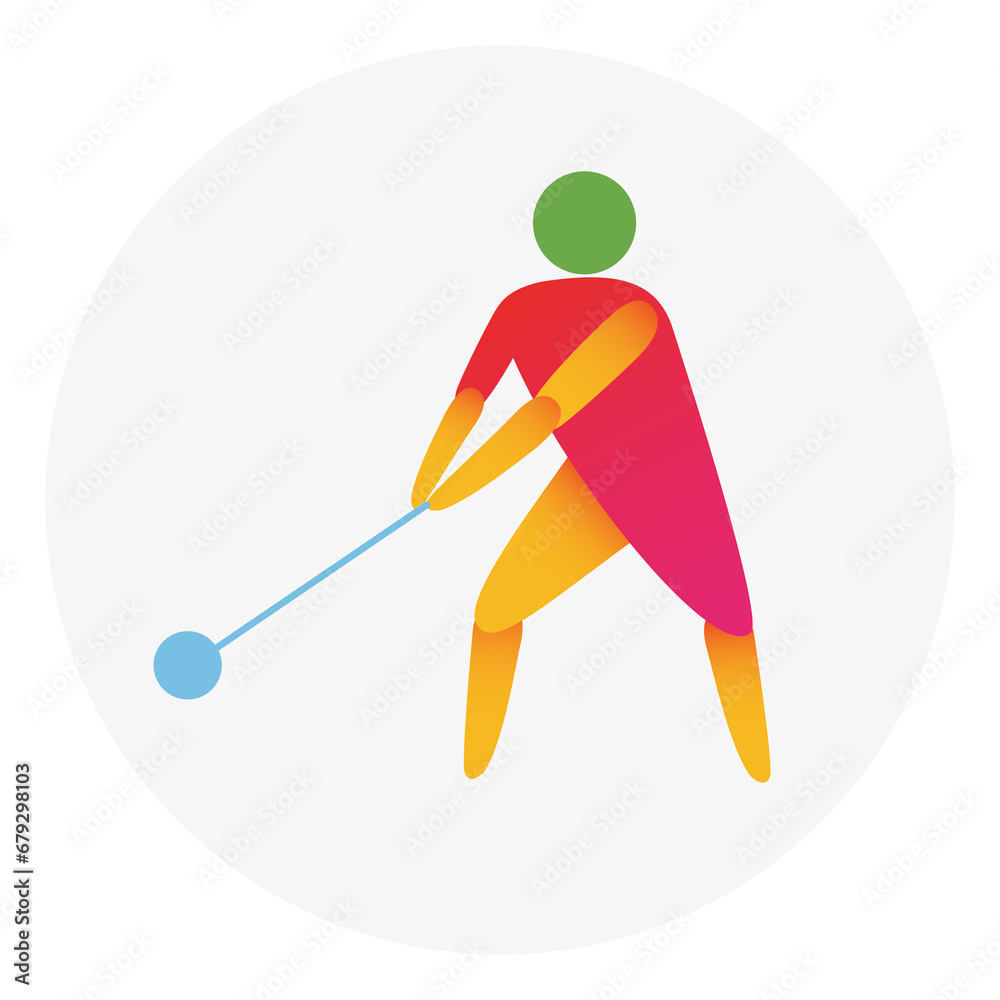 Hammer throw competition icon. Colorful sport sign.
