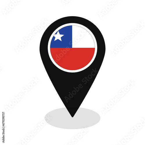 Flag of Chile flag on map pinpoint icon isolated black color