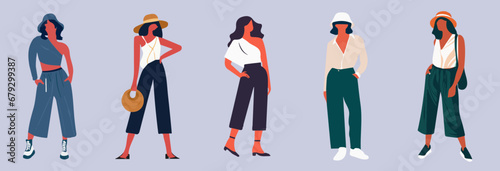 Monochrome Fashion: Stylish Women in Fashionable Clothes | Faceless vector illustrations