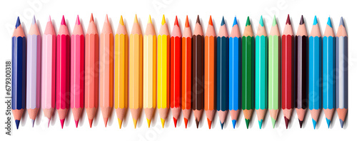 Colored pencils on transparent background PNG for use as educational backgrounds.