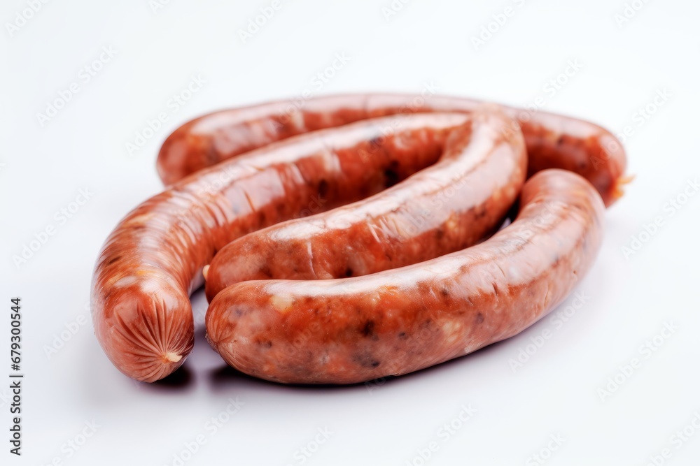 Sausage isolated on white background. Generative AI Sausage isolated on white background. Generative AI
