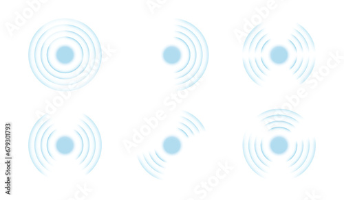 Echo sonar waves. Sound cycle pulse circular wave, pattern radar screen system, circle concentric audio speaker geometric abstract texture music broadcast, tidy png illustration photo