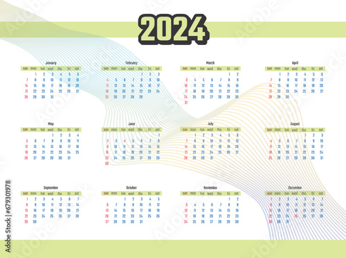 Vector modern calendar for the 2024