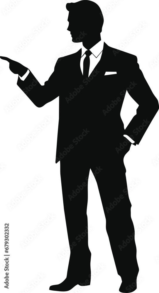 Businessman in dark suit standing with hands in pockets. Man is facing challenge. Abstract vector illustration Businessman in dark suit standing with hands in pockets. Man is facing challenge. Abstract vector illustration