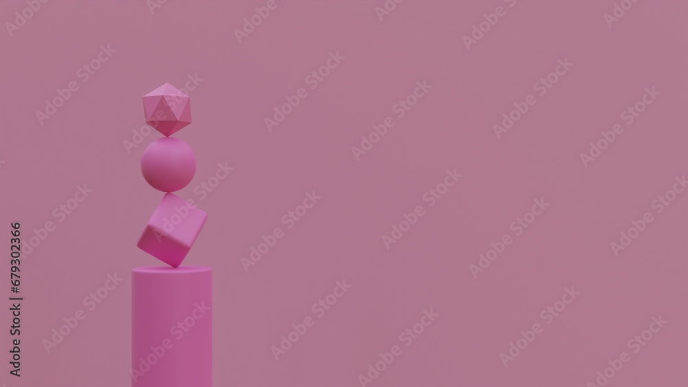 Pink Square Shapes Abstract modern vector rendering 3d shape for products display presentation